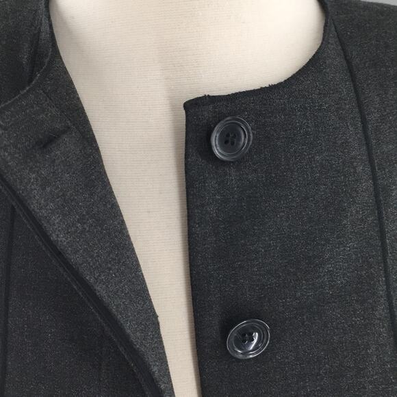 Doncaster Womens Gray Button Front Blazer Gathered Waist Size 4P New - Picture 6 of 13
